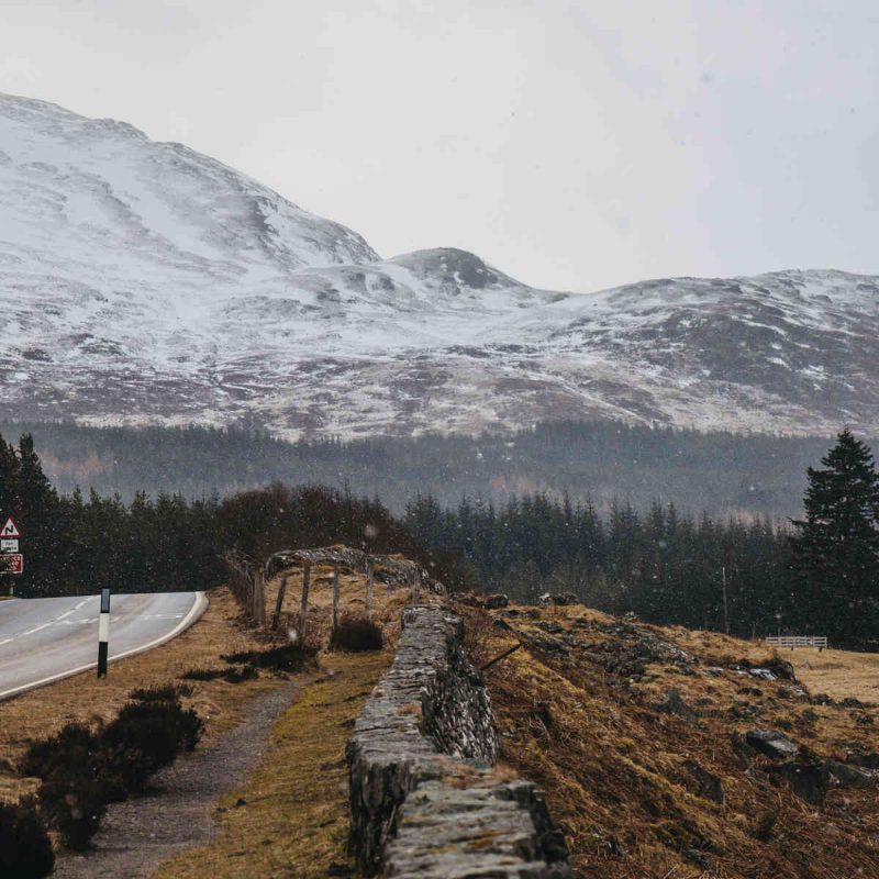 A snowy scene near Fort William in the Scottish Highlands