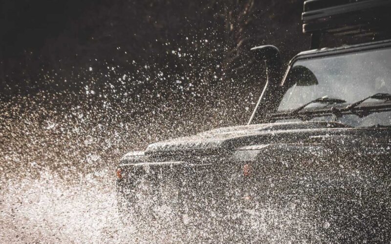 A Land Rover in water