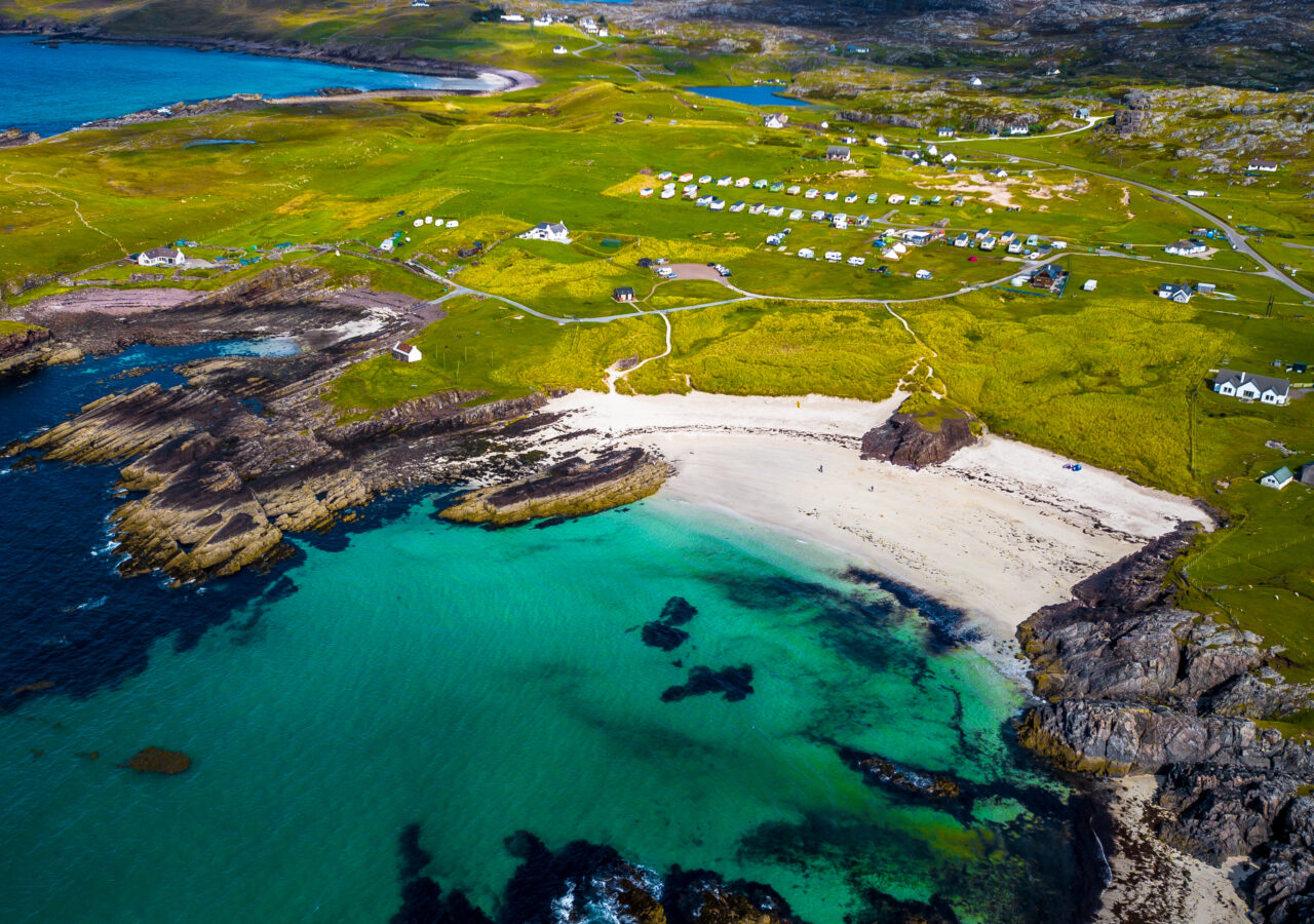 Spectacular Sandy Clachtoll Beach And Clachtoll Beach Campsite Near Lochinver In Scotland