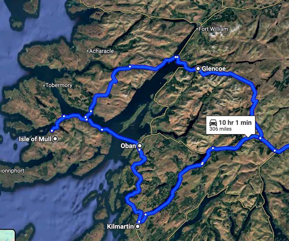 Route of Mull itinerary.