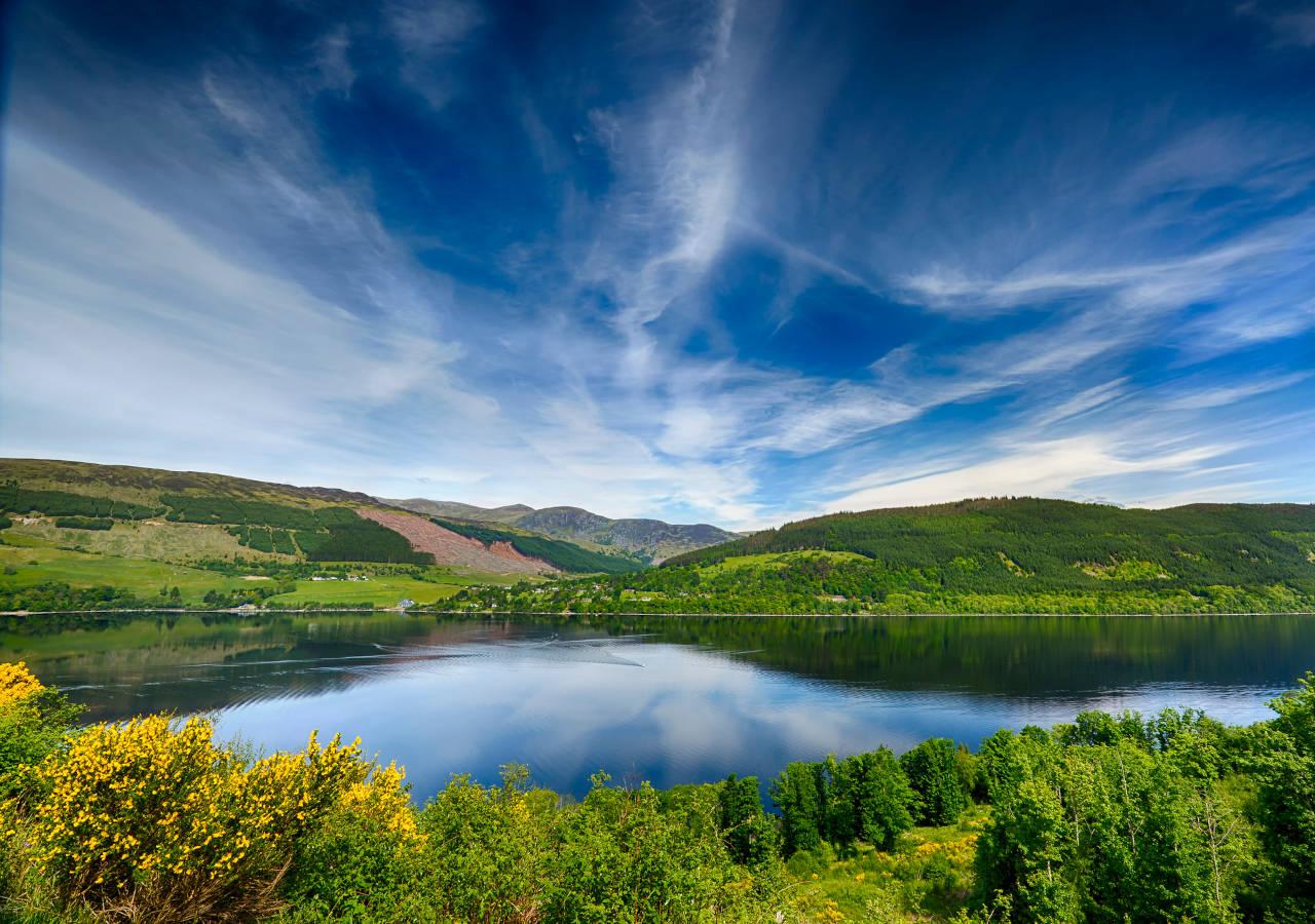 Loch Tay in Scotland on a sunny day