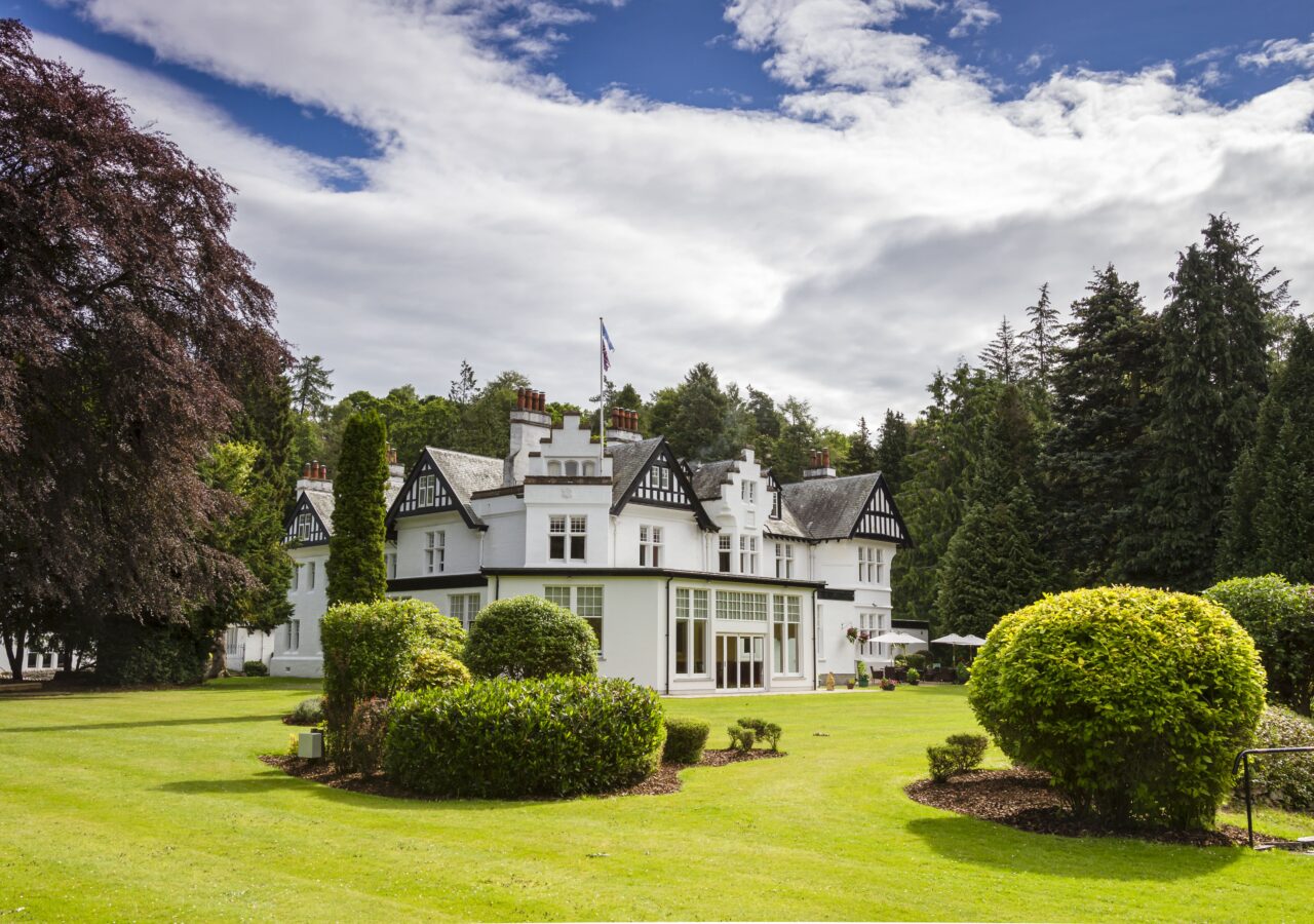 Pinetrees hotel in Perthshire in the sunshine.