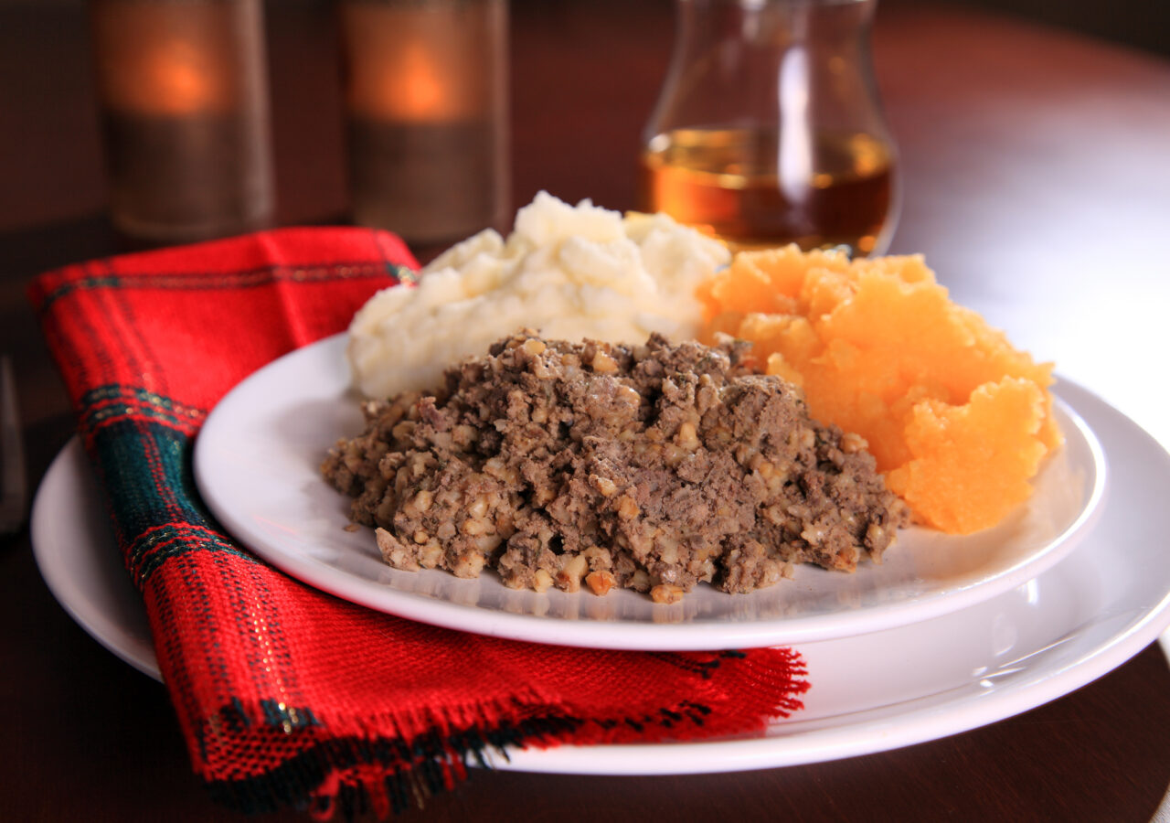 Scottish Haggis Serving For A Traditional Rabbie Burns Night Dinner