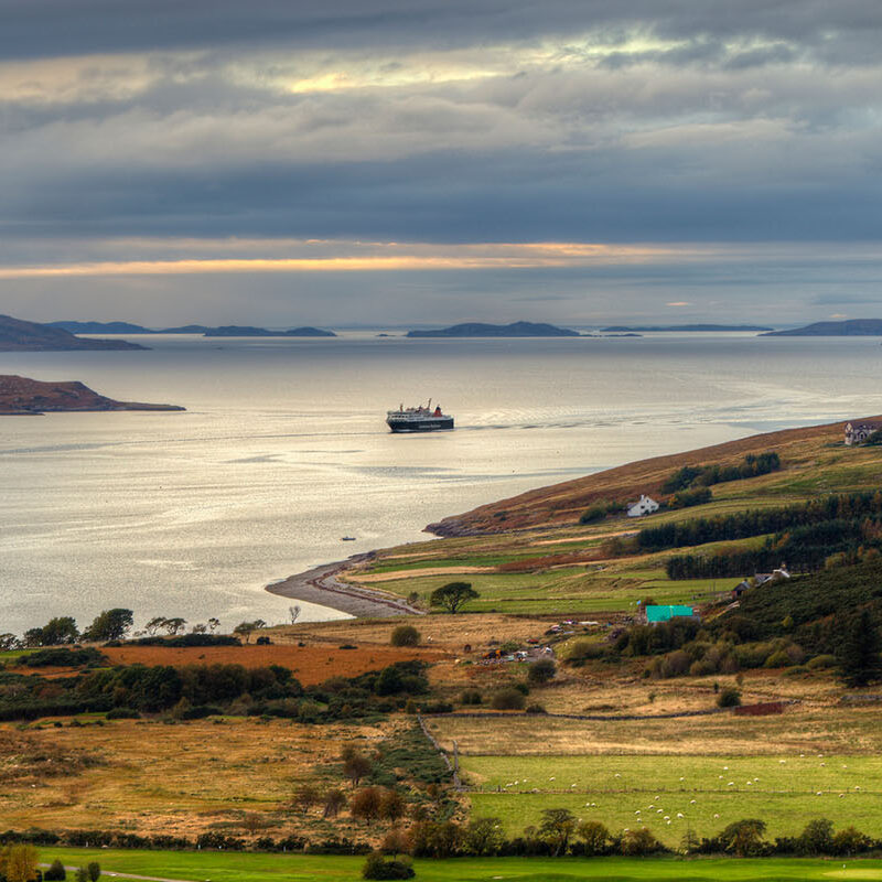 A view from Ullapool Hill in Ullapool on the western coast of Scotland.