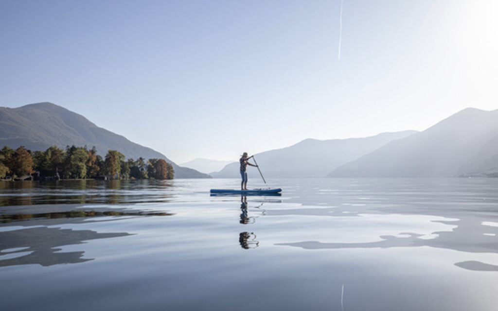 A person paddle boarding