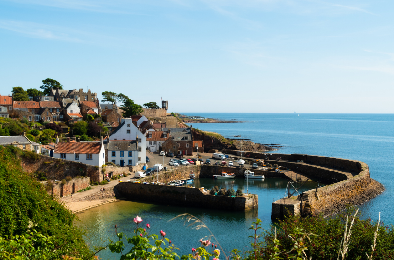 Crail Harbour on a calm summers day