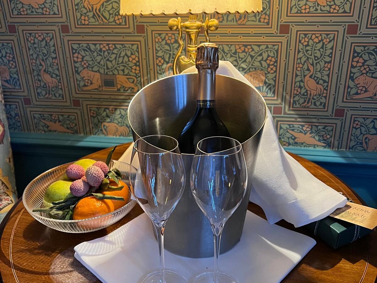 Bottle of champagne at Fife Arms