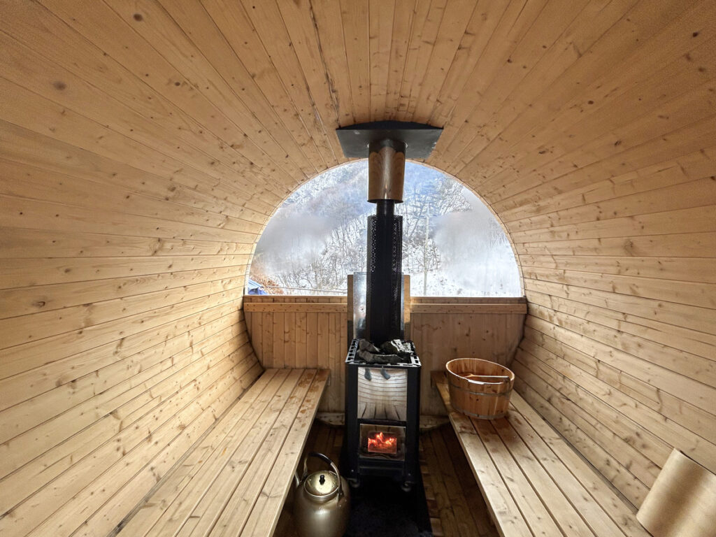 Sauna in a wooden log house